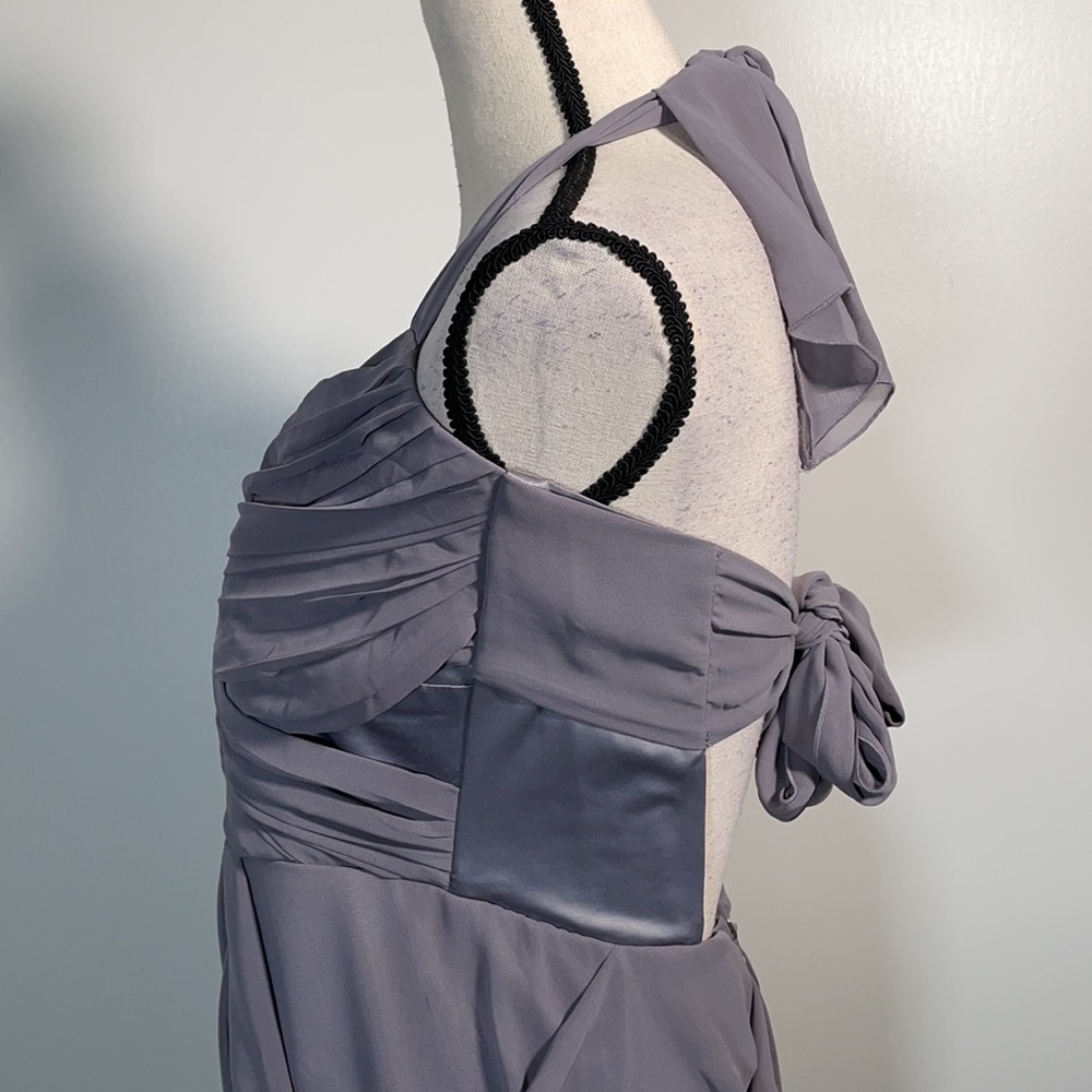 Walter Baker Grey Ruched Tie Back Sleeveless Halter Mini Dress M - Picture 9 of 16